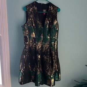 Vince Camuto Black and Gold Mini Dress